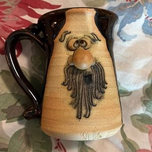 Vtg '74 PETER PETRIE Ugly-Face Pottery Mug Glazed Brown Bearded Man 3D Eye Nose